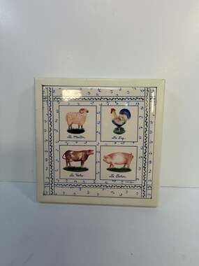 Linda Grayson Farm Animal Decorative Ceramic Tile Wall Art